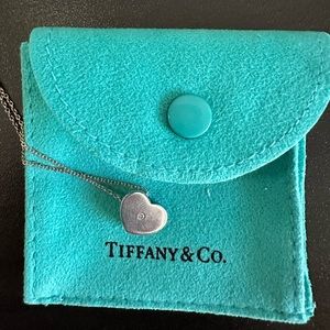 Tiffany & Co Silver Paloma Diamond Modern Heart Necklace